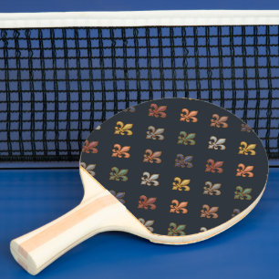 Raquette De Ping Pong Bois Terreux Fleur de lys Motif 