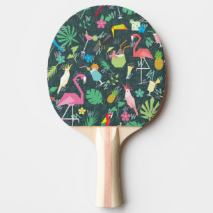Raquette De Ping Pong Boissons D'Oiseaux Tropicaux : Vibrant Sans Fil.