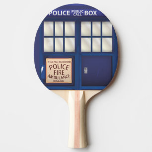 Raquette De Ping Pong Boîte de police vintage British Blue