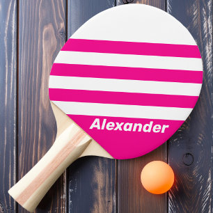 Raquette De Ping Pong Bonbon Rose Vintage Sport avec Nom et Rayures
