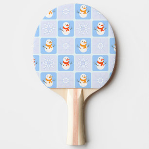 Raquette De Ping Pong Bonhomme de neige et flocons de neige à motif à ca