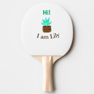 Raquette De Ping Pong Bonjour Je suis Lily cactus succulent ajouter nom