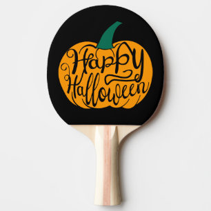 Raquette De Ping Pong Bonne lettre Halloween sur citrouille sculpté