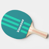 Raquette De Ping Pong Bordure Rayée Teal Beach avec Nom (Côté)
