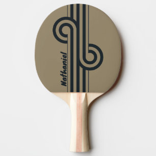 Raquette De Ping Pong Boucle à double rayure du désert rétro avec nom