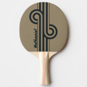 Raquette De Ping Pong Boucle à double rayure du désert rétro avec nom (Devant)