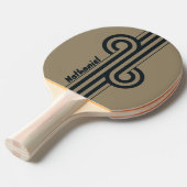 Raquette De Ping Pong Boucle à double rayure du désert rétro avec nom (Devant Angle)