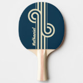 Raquette De Ping Pong Boucle à double rayure fade Navy rétro avec nom (Devant)