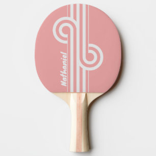 Raquette De Ping Pong Boucle à double rayure Retro Kiss avec nom