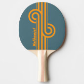 Raquette De Ping Pong Boucle à double rayure Retro Sunshine avec nom (Devant)