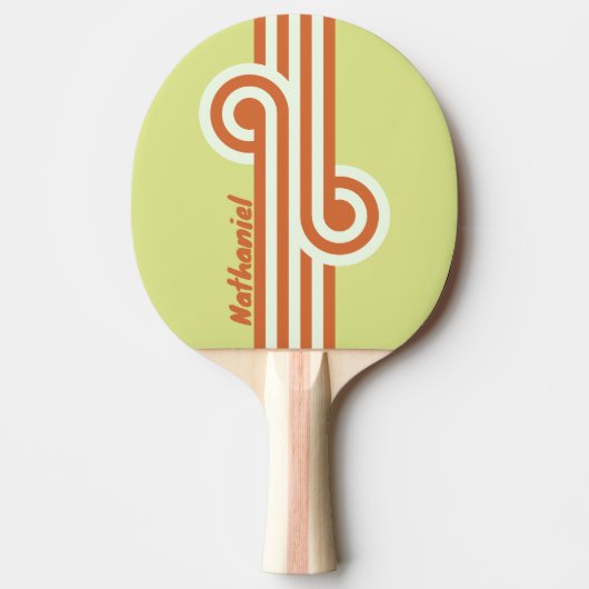 Raquette De Ping Pong Boucle de cactus de désert rétro avec nom (Devant)