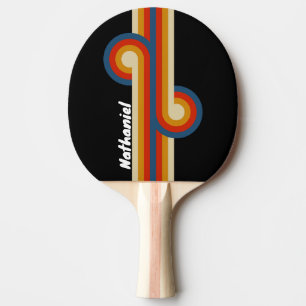 Raquette De Ping Pong Boucle de glace rétro arc-en-ciel avec nom