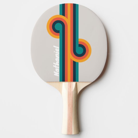 Raquette De Ping Pong Boucle de Plage Rétro avec Nom (Devant)