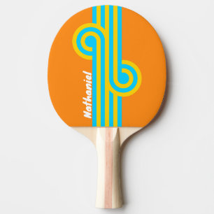 Raquette De Ping Pong Boucle de plage rétro estivale avec nom