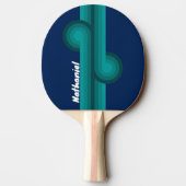 Raquette De Ping Pong Boucle de rayure de marée océanique avec nom (Dos)