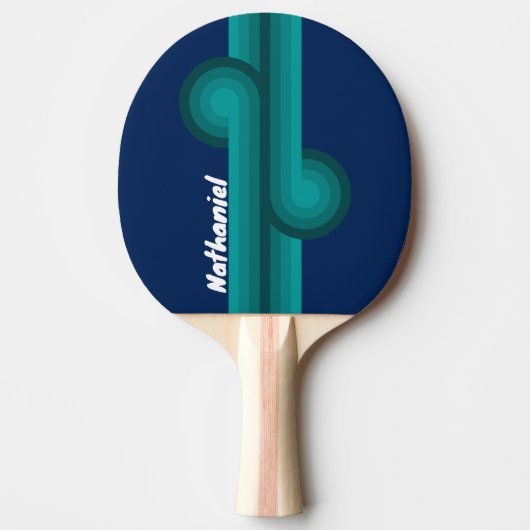 Raquette De Ping Pong Boucle de rayure de marée océanique avec nom (Devant)