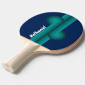 Raquette De Ping Pong Boucle de rayure de marée océanique avec nom (Devant Angle)