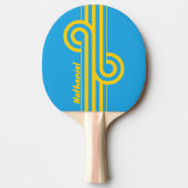 Raquette De Ping Pong Boucle de rayure de récif Aqua Rétro avec nom (Devant)