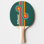 Raquette De Ping Pong Boucle de Rayure Verte avec Nom (Devant)