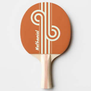 Raquette De Ping Pong Boucle double rayure orange rétro avec nom