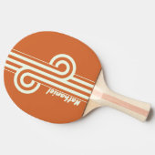 Raquette De Ping Pong Boucle double rayure orange rétro avec nom (Côté)