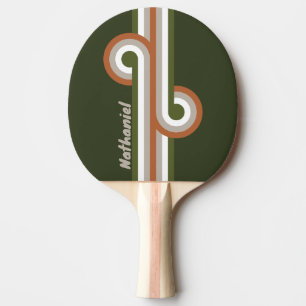 Raquette De Ping Pong Boucle rayée de bosquet brumeux avec nom