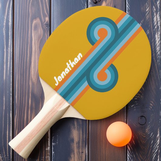 Raquette De Ping Pong Boucle rayée rétro avec nom