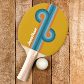 Raquette De Ping Pong Boucle rayée rétro avec nom