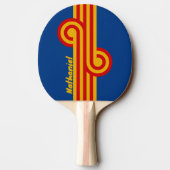 Raquette De Ping Pong Boucle rayée rétro chaleureuse avec nom (Dos)