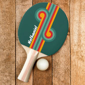 Raquette De Ping Pong Boucle rayée verte avec nom