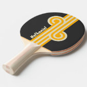 Raquette De Ping Pong Boucle Soleil Noir Rétro avec Nom (Devant Angle)