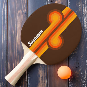 Raquette De Ping Pong Boucles Rétro Marron avec Nom