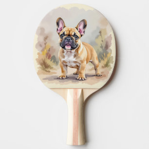 Raquette De Ping Pong Bouledogue Français Brun Fauve Mignon Chien French