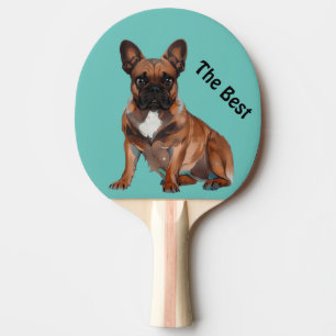 Raquette De Ping Pong Bouledogue français cartoon