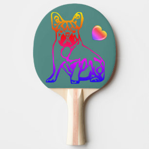Raquette De Ping Pong Bouledogues français avec cœur French Bulldog