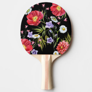 Raquette De Ping Pong Bouquet de fleurs d'aquarelle : Motif sans couture