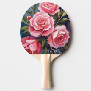 Raquette De Ping Pong Bouquet de roses rose saumon peint