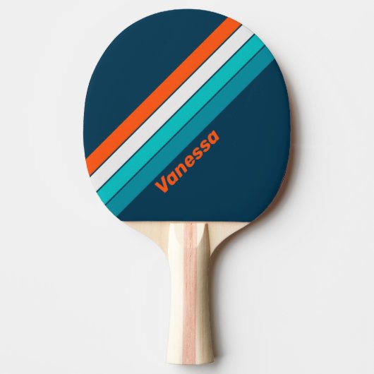 Raquette De Ping Pong Bouteille bleue écho rayée avec nom (Devant)