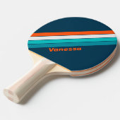 Raquette De Ping Pong Bouteille bleue écho rayée avec nom (Devant Angle)