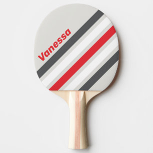 Raquette De Ping Pong Boutique pointe fendue inclinée rayures avec nom