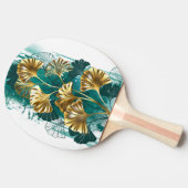 Raquette De Ping Pong Branche avec Feuilles d'or Ginko Biloba (Côté)