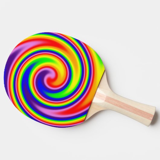 Raquette De Ping Pong Bright Rainbow Swirl Retro Hippie Pride Art (Côté)