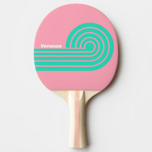 Raquette De Ping Pong Brise de Plage Nostalgique Boucle Rayures avec Nom