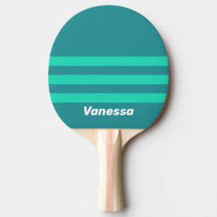 Raquette De Ping Pong Brise de plage sarcelle sur rayures avec nom