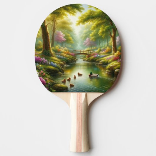 Raquette De Ping Pong Brook de printemps avec canards/fleurs (Devant)