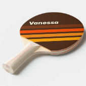 Raquette De Ping Pong Brown Retro Angled Striping with Name (Devant Angle)