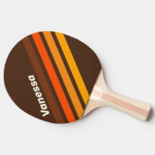 Raquette De Ping Pong Brown Retro Angled Striping with Name (Côté)
