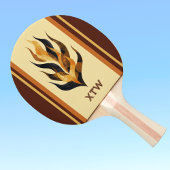 Raquette De Ping Pong Brown Stripes and Orange Dragon Flames Monogram