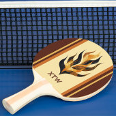 Raquette De Ping Pong Brown Stripes and Orange Dragon Flames Monogram