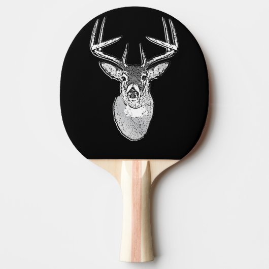 Raquette De Ping Pong Buck sur noir design White Tail Deer (Devant)